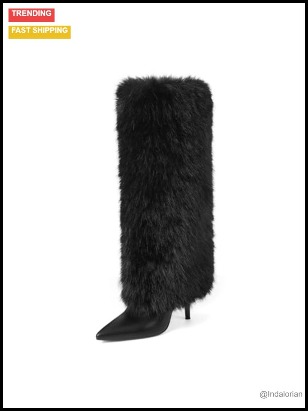 Fur Wide Calf Knee High Boots Women Faux Fur Fold Over Tall Boots